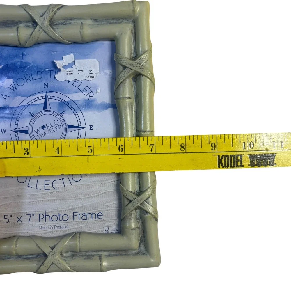 World Traveler Collection Faux Bamboo 5x7 Photo Frame Tropical Coastal Decor
